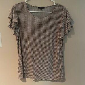 Cream blouse with ruffle sleeves